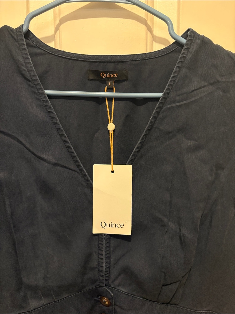 NWT | Quince | Vintage Wash Tencel Button Front Midi Dress - Picture 3 of 6